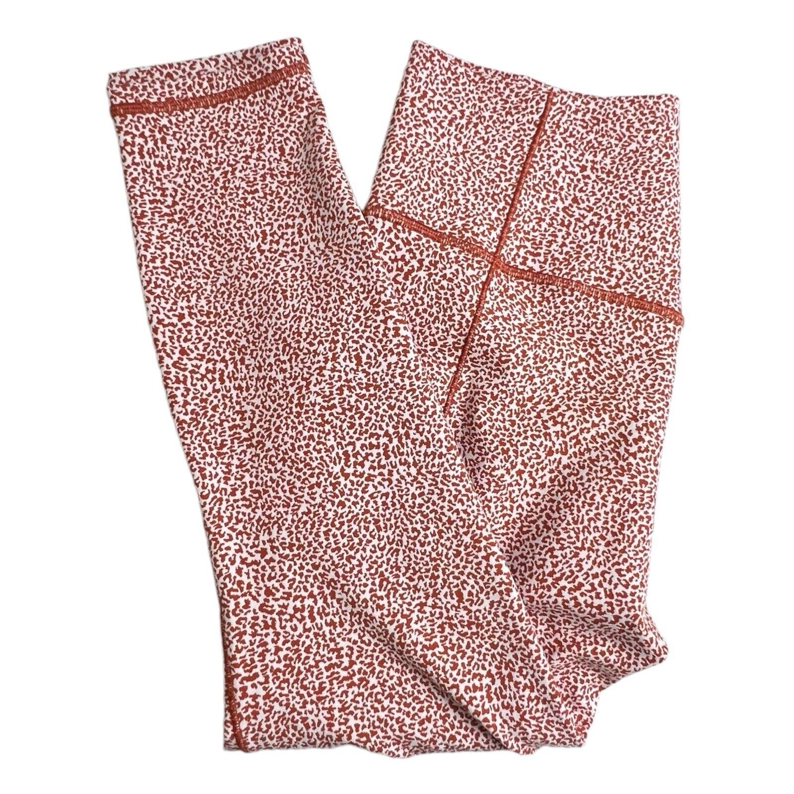 Athleta Micro Cheetah Oxford Rust Salutation Stash Pocket Textured 7/8 Tight M